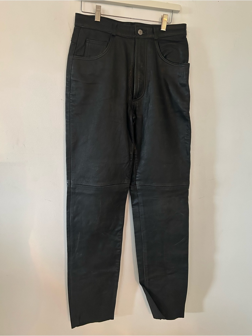 Vintage Baron Genuine Leather Pants Lined Black Moto 90s